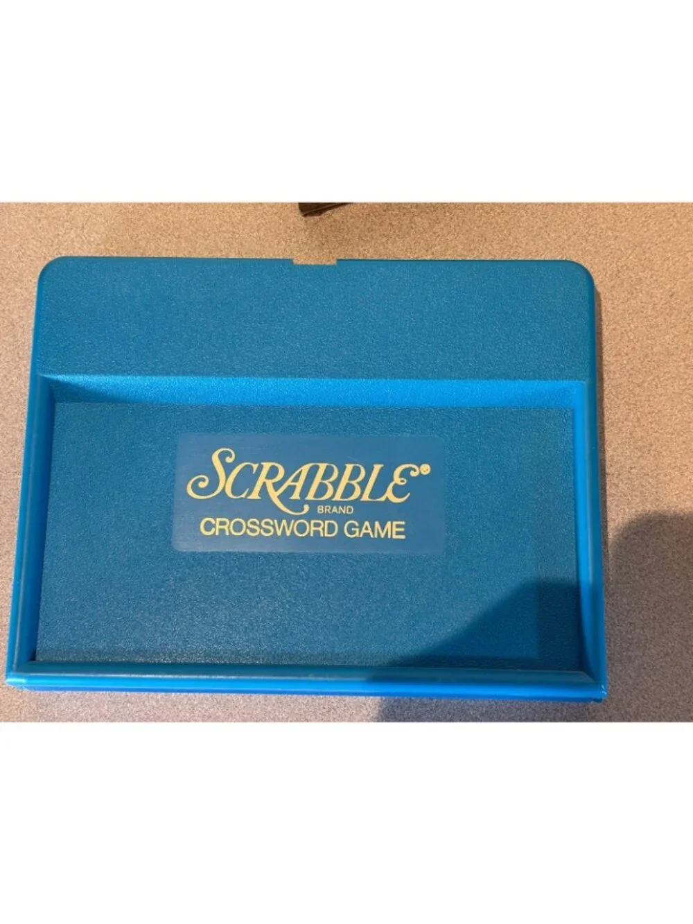 Vintage 1977 Scrabble Travel Edition Crossword Game #52 Blue Case Wood Tiles
